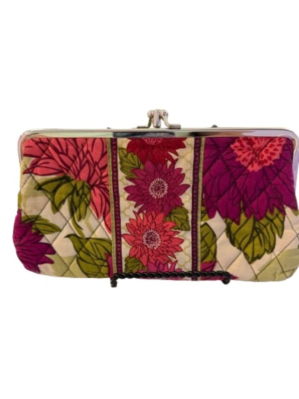 Vera Bradley “Hello Dahlia” Double Kiss-Lock Frame Wallet Clutch -retired